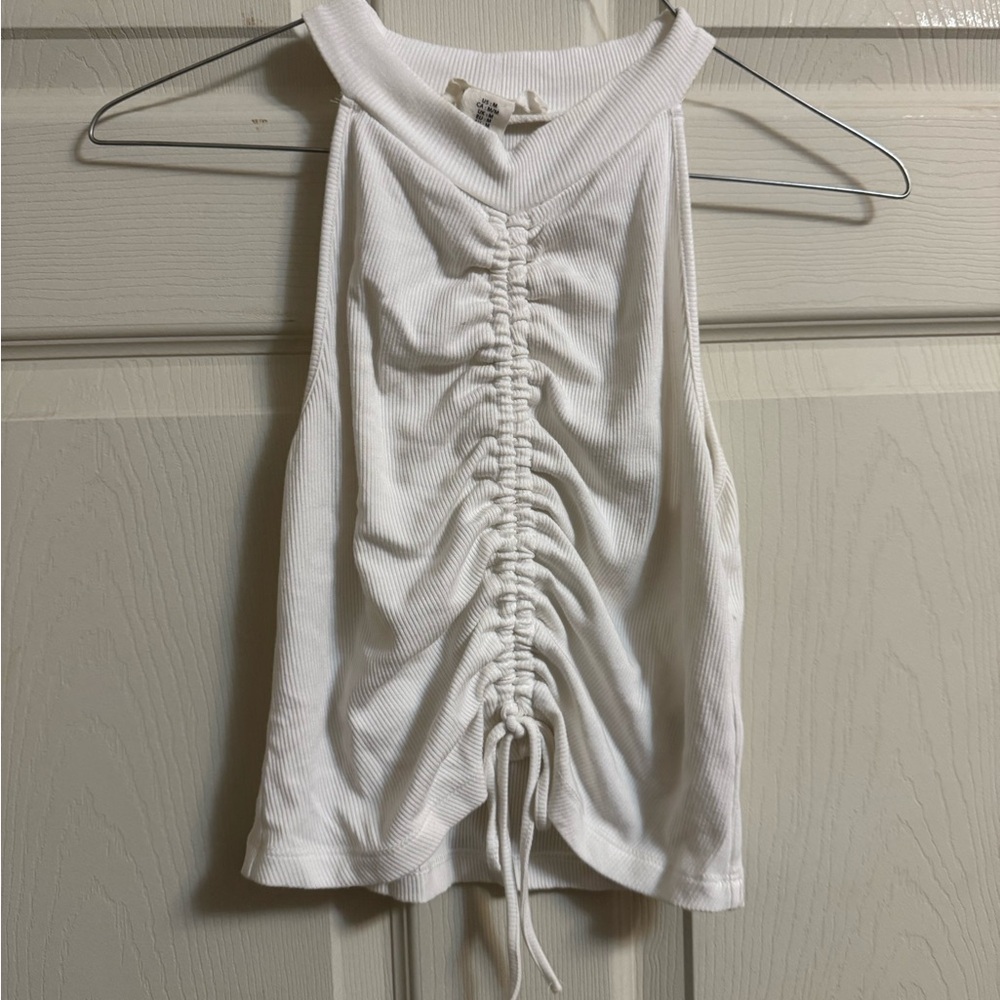 Elegant White Ruched Tank Top